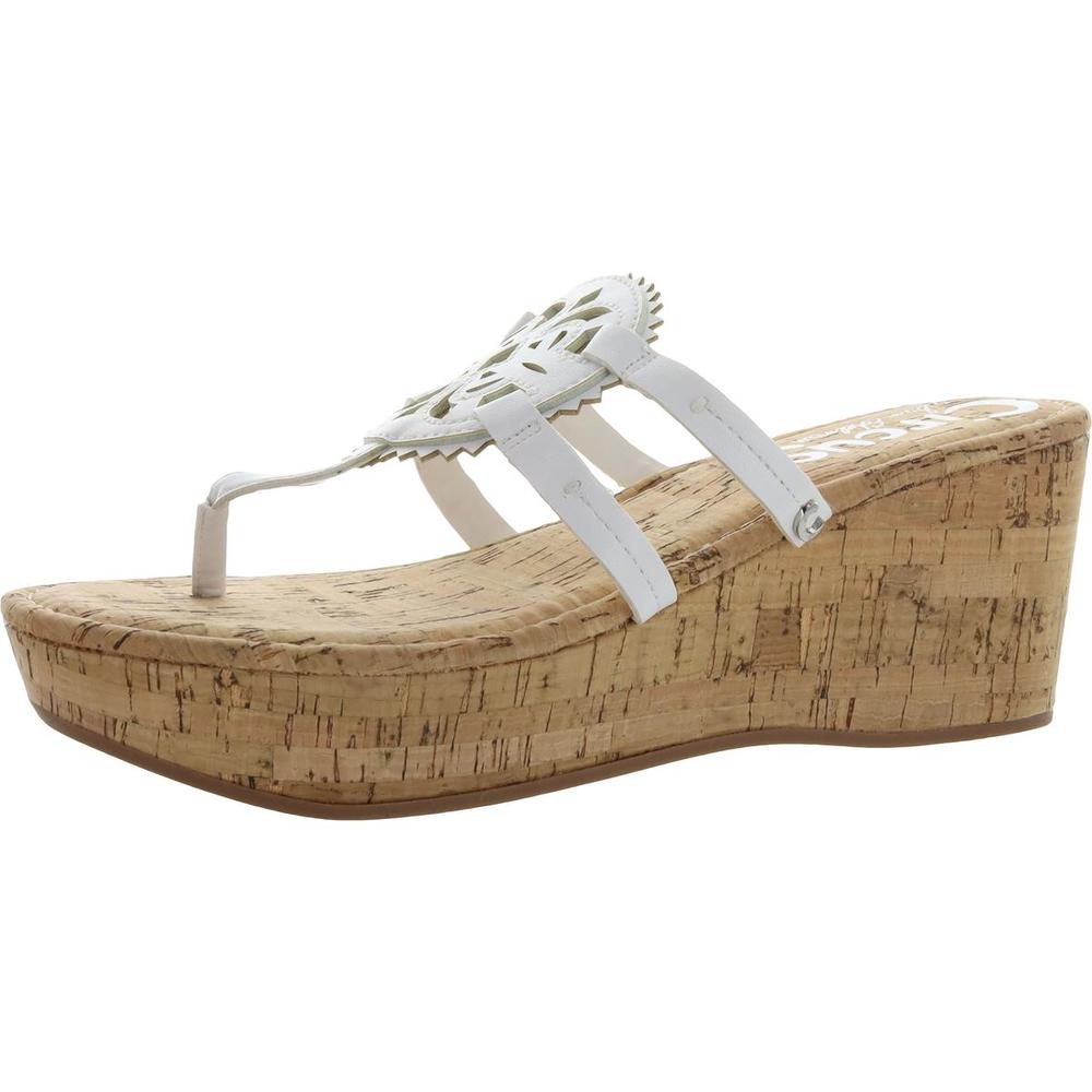 Circus by Sam Edelman Womens Rocky White Faux Leather Thong Wedges Shoes NWT